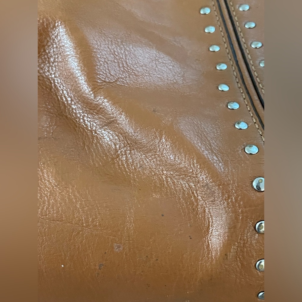 Y2K Michael Kors Cognac Leather Hobo | Studded Boho Chic Early 2000s It Girl Bag - Picture 10 of 16